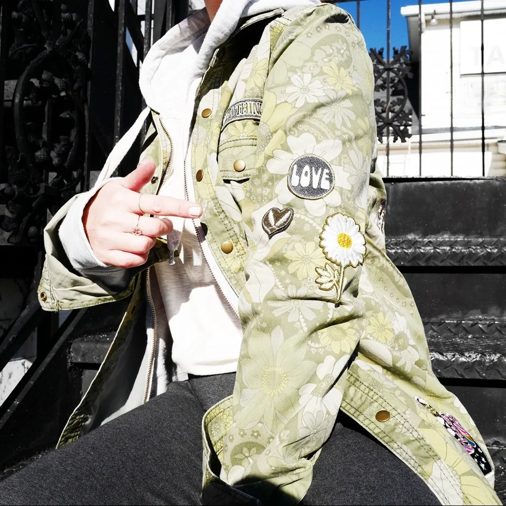 Spell Floral Embroidered Jacket in Olive Green - Picture 8 of 14